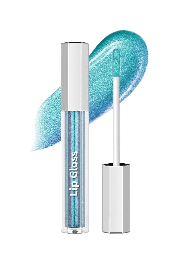 Lestpola Blue Glitter Liquid Lip Gloss Lipstick, Waterproof Long Lasting Metallic Lip Gloss for Women, Highly Pigment Holographic Diamond Shimmer Chameleon Lipstick Lips Makeup Thanksgiving Gift, Non-Stick -07 - Image 1